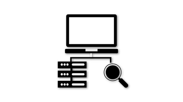 Clean network monitoring icon featuring connected nodes with an eye and signal lines, symbolizing real-time tracking, traffic analysis, system surveillance, connectivity control,