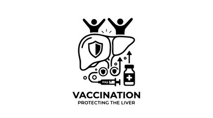 Fototapeta premium Medical Vaccination Concept for Protecting Human Liver Health Vector Illustration