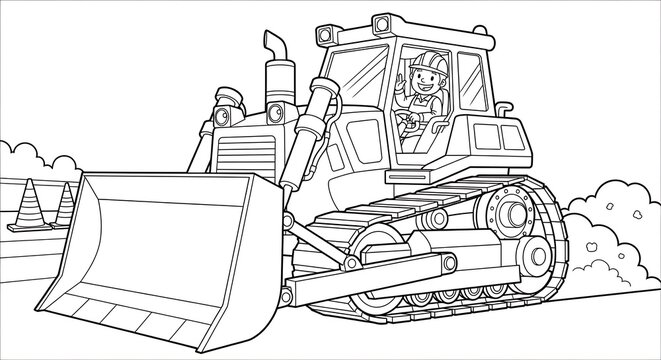 Construction Bulldozer Illustration for Heavy Equipment Design.