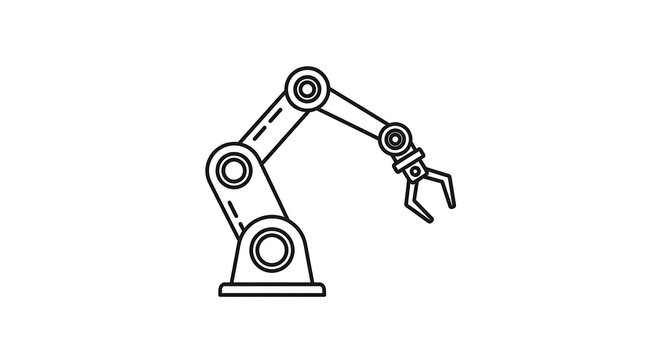 Industrial robotic arm vector icon