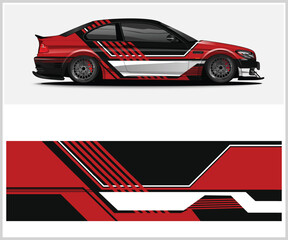 Fototapeta premium Dynamic Red and Black Racing Car Wrap Design