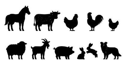 farm animals silhouettes set © Rimu