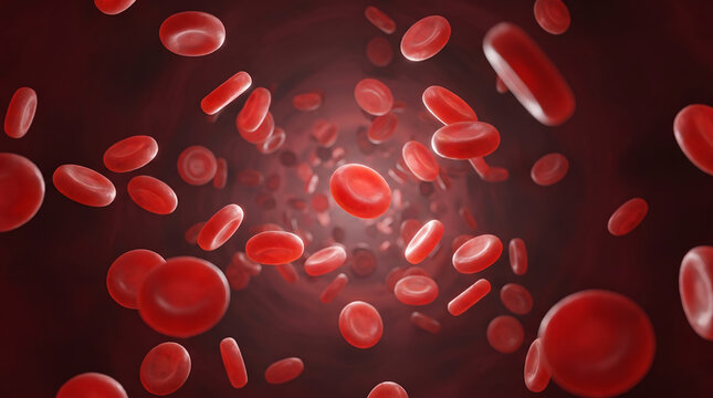 Red blood cells flowing through a human vein