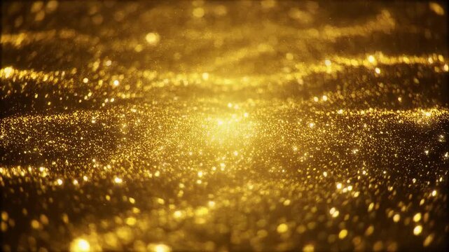 golden glitter particles floating in dark space animation
