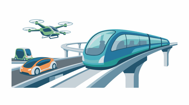 Advanced transportation includes autonomous vehicles a drone and a maglev train