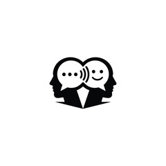 Fototapeta premium Two people communicate with speech bubbles in a heart shape