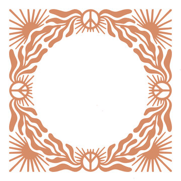 etro 70s Psychedelic Square Frame with Peace Symbols and Sunburst Motifs