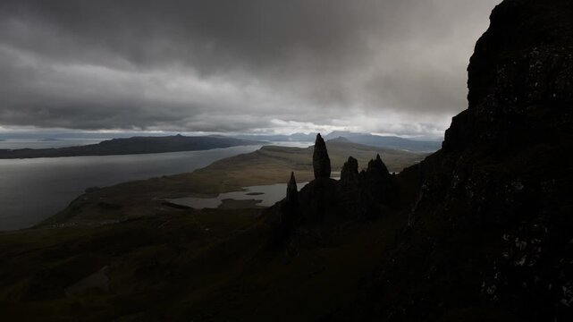 Timelapse of Old Man of Storr on Isle of Skye, Scotland