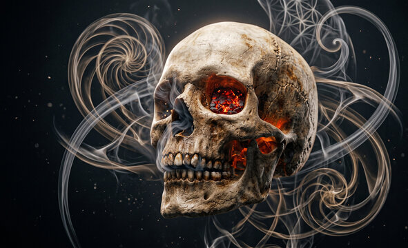 Floating Smoking Skull