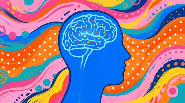 Creative brainstorming with colorful ideas and innovation. Human mind generating abstract thoughts and artistic concepts for business growth.