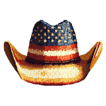 American Flag Cowboy Hat Design for Western Culture and Fashion Projects Isolated on Transparent Background