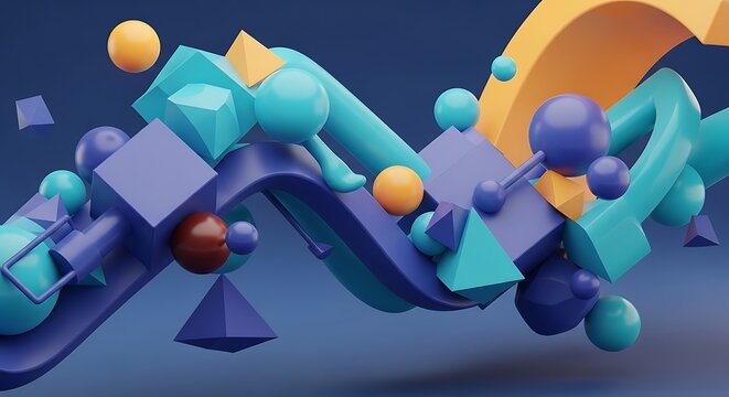 Abstract Geometric Shapes and Vibrant Colors Composition.