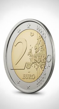 Close-up of Euro Coin Showing Detailed Design and Currency Value.