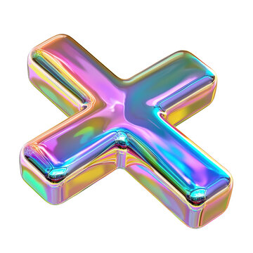 Colorful 3d Glossy Cross Symbol for Digital Design and Creative Projects Isolated on Transparent Background