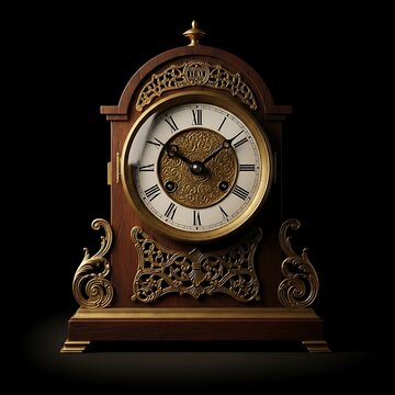 Vintage Ornate Clock with Gold Detailing and Roman Numerals.