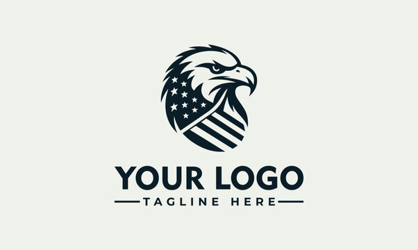 Patriotic American eagle logo vector design template with stars and stripes