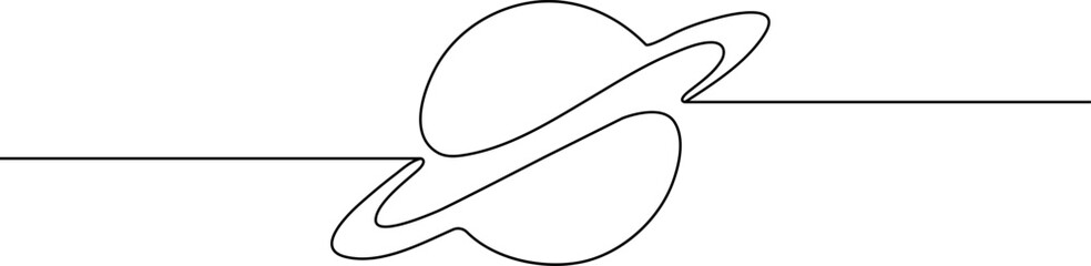Continuous line drawing Saturn planet, ringed planet, space icon, astronomy symbol, minimalist vector © ANJALI