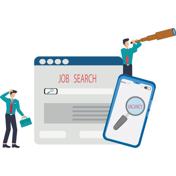 New place of work, opportunity for vacancies concept. areer or job search through website. Outline design style minimal vector illustration for landing page, web banner, infographics, hero images stoc