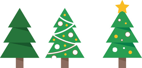 Collection of decorated christmas trees with fir tree evergreen tree nature element graphic eleme © MD Rubel