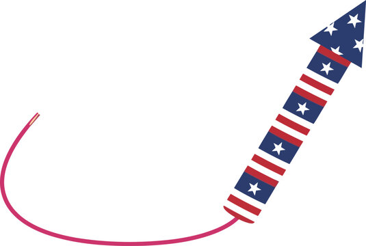 Patriotic firework rocket design used for American Independence Day celebrations.