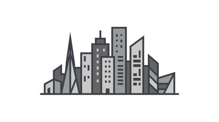 Fototapeta premium Stylized gray city skyline architectural illustration.