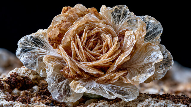 Baryte rosette formation desert rose specimen, barium sulfate mineral, Oklahoma specimen cave formation, evaporite mineral reference, density demonstration specimen documentation under warm raking l