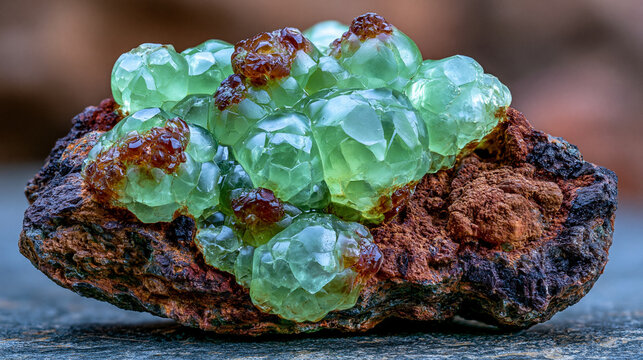 Prehnite botryoidal formation on chlorite matrix, calcium aluminum silicate mineral, Mali specimen, sub-volcanic geology reference, zeolite association documentation under warm diffused sidelight .u
