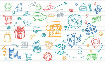 Fototapeta premium VIP Priority Delivery and Smart Cashless Store Lined Paper Pattern
