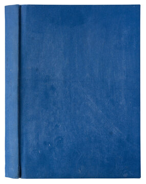 Blue hardcover book front view on white