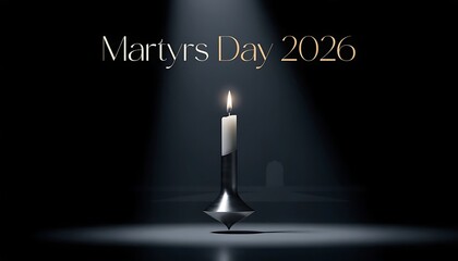 Martyrs day 2026 conceptual minimalist candle lighting with minimalist remembrance commemoration memorial reflection sacrifice ceremony darkness background anniversary mourning
