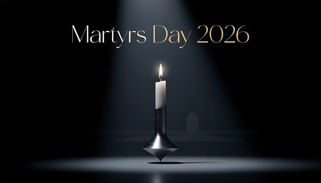 Martyrs day 2026 conceptual minimalist candle lighting with minimalist remembrance commemoration memorial reflection sacrifice ceremony darkness background anniversary mourning