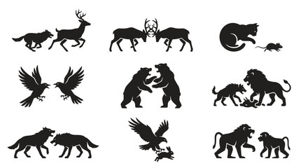 Naklejka premium Silhouettes of various wild animals.