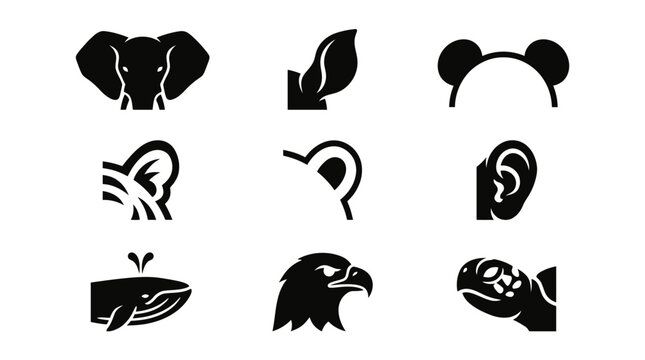 Various animal face head icons.