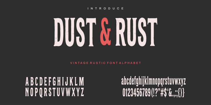 Vintage Rustic Textured Font Alphabet - Dust and Rust Serif Set