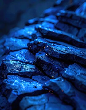 Deep blue textured rocks with subtle golden highlights.