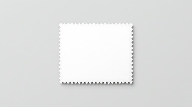Blank postage stamp with perforated edges on a neutral gray background, template