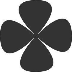 Naklejka premium Gray four leaf clover icon, single decorative flower shape symbol on white background. Vector illustration.
