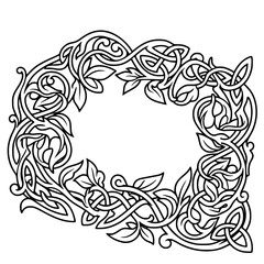 Fototapeta premium Celtic Knot Decorative Border Frame Vector Line Art