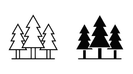 Obraz premium Vector illustration of set of pine tree icons, forest symbol, vector illustration on a transparent background