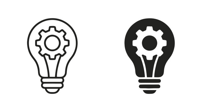 Vector illustration of light bulb with gear icon set, creative idea and innovation concept on a transparent background