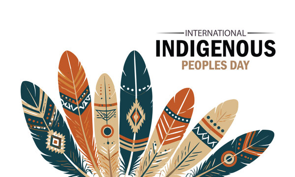 International indigenous peoples day graphic with decorative feather