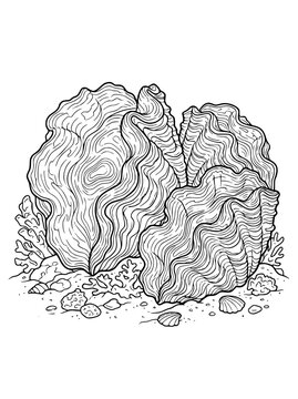 Giant Clam and Coral Reef Underwater Scene Coloring Page
