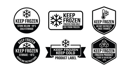 Fototapeta premium Keep Frozen Signage Collection Black And White Vector Illustrations