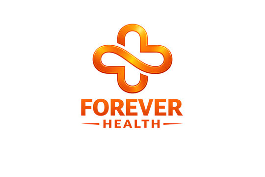 Healthcare logo design with intertwined ribbon symbol. Modern medical emblem for wellness and longevity branding.