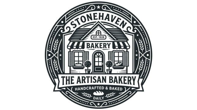 Vintage Style Bakery Logo Badge for Stonehaven Artisan Bakery.