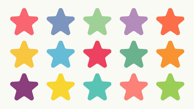 Colorful Five pointed Stars In A Flat Vector Arrangement Against A White Background star shape starfield illustration design