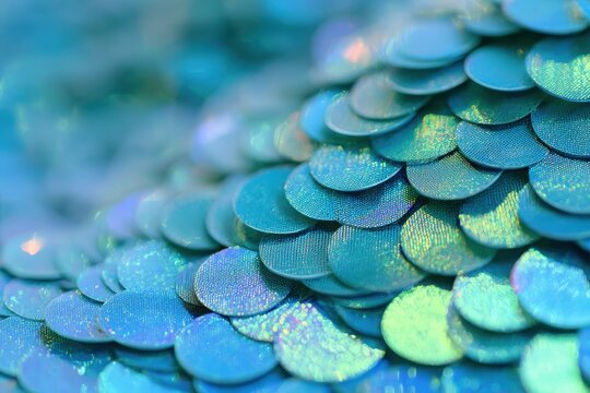 Holographic shimmer background in turquoise tones resembling fish-scale texture for celebrations