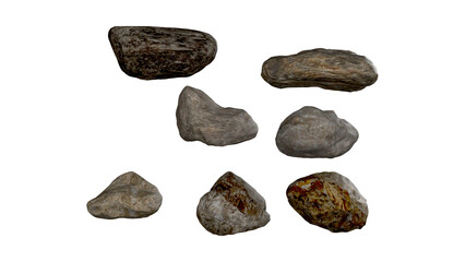 Set of Various Natural Rocks and Stones Isolated on transparent Background © Mr. Sany