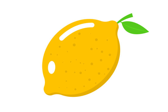 Whole Lemon Icon. Minimalist Fresh Citrus Fruit. Vector Illustration