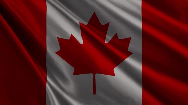 Realistic Canada Flag Waving in Wind 4K Loop Animation, Canadian National Flag Background